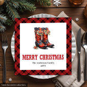 Western Christmas napkins red black rustic charm