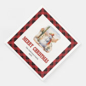 Western Christmas napkins red black tartan design (コーナー)