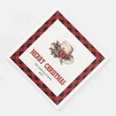 Western Christmas napkins rustic buffalo plaid  (コーナー)