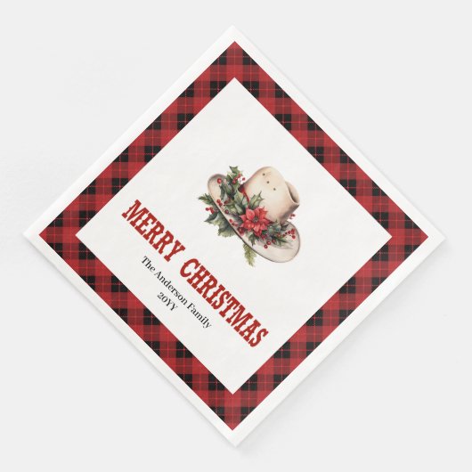 Western Christmas napkins rustic buffalo plaid  (コーナー)
