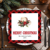 Western Christmas napkins rustic buffalo plaid 