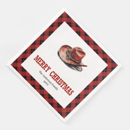 Western Christmas napkins with buffalo plaid print (コーナー)