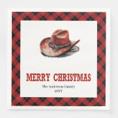 Western Christmas napkins with buffalo plaid print (正面)