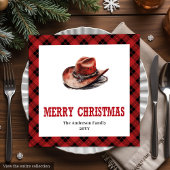 Western Christmas napkins with buffalo plaid print