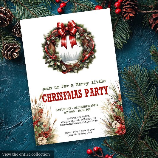 Western Christmas party invite with cowboy hat 招待状