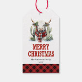 Western Christmas plaid editable tag highland cow ギフトタグ (裏面)
