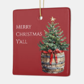 Western Christmas Tree in Barrel  セラミックオーナメント (左)