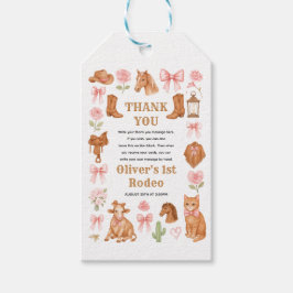 Western Coquette Cowgirl 1st Birthday Cute Pink ギフトタグ