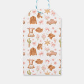 Western Coquette Cowgirl 1st Birthday Cute Pink ギフトタグ (裏面)
