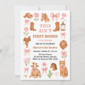 Western Coquette Cowgirl 1st Birthday Cute Pink 招待状 (正面)