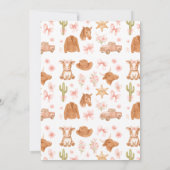 Western Coquette Cowgirl 1st Birthday Cute Pink 招待状 (裏面)