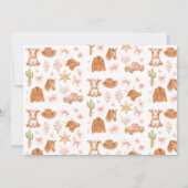 Western Coquette Cowgirl 1st Birthday Cute Pink 招待状 (裏面)