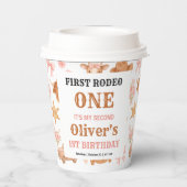 Western Coquette Cowgirl 1st Birthday Cute Pink 紙コップ (裏面)
