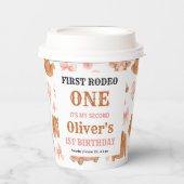 Western Coquette Cowgirl 1st Birthday Cute Pink 紙コップ (正面)