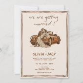 Western Country Boho Photo QR Code Wedding   招待状 (正面)