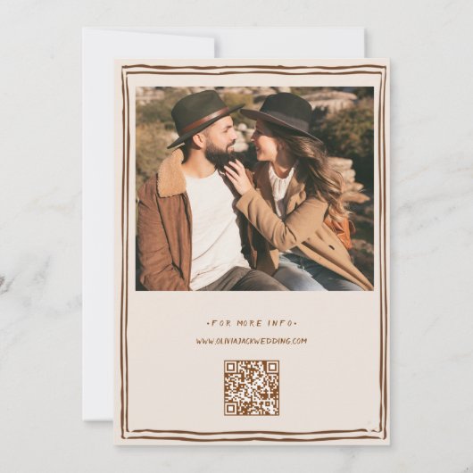 Western Country Boho Photo QR Code Wedding   招待状 (裏面)