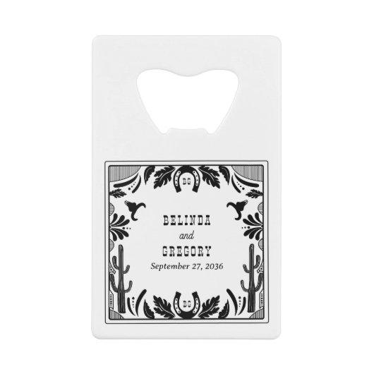 Western Country Cowboy Rustic Wedding  クレジットカード栓抜き (正面)