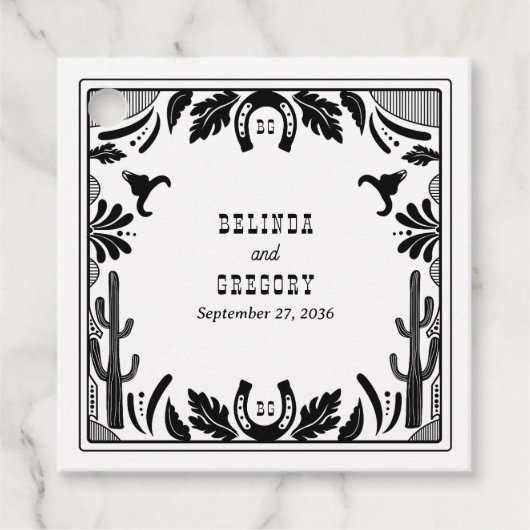 Western Country Cowboy Rustic Wedding フェイバータグ (正面)