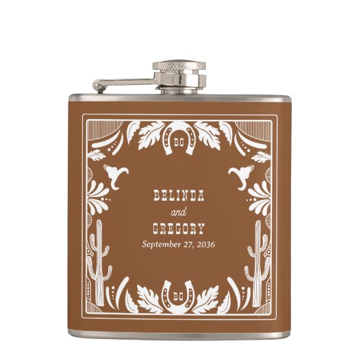 Western Country Cowboy Rustic Wedding  フラスク (正面)