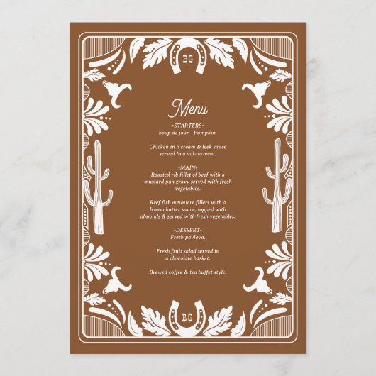 Western Country Cowboy Rustic Wedding メニュー (正面)