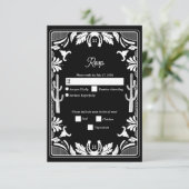 Western Country Cowboy Rustic Wedding 出欠カード (スタンド正面)