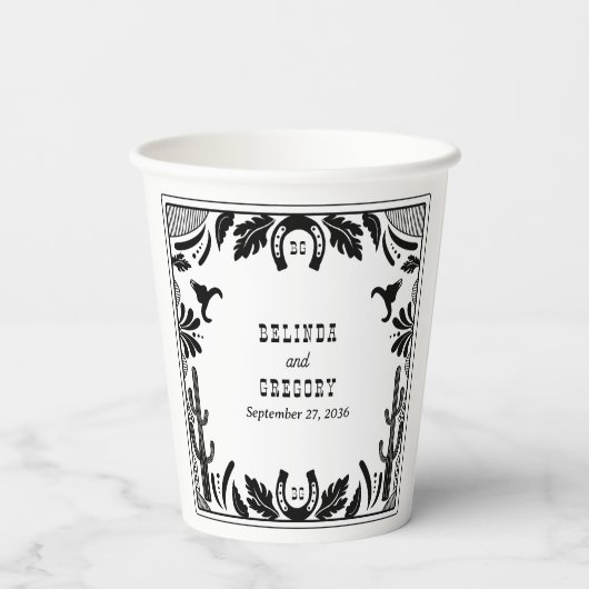 Western Country Cowboy Rustic Wedding 紙コップ (裏面)