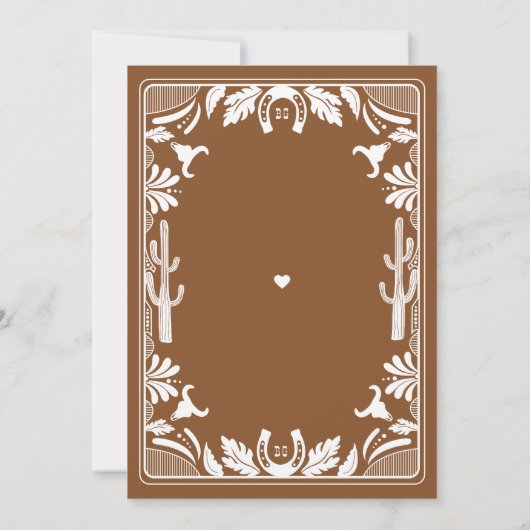 Western Country Cowboy Rustic Wedding Brown 招待状 (裏面)