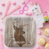 Western Country Deer The Hunt Is Over Wedding  ペーパープレート (パーティー)