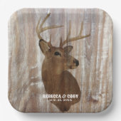 Western Country Deer The Hunt Is Over Wedding  ペーパープレート (正面)