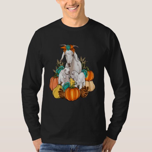 Western Country Goat Family Fall Pumpkin Fall Autu Tシャツ (正面)