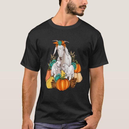 Western Country Goat Family Fall Pumpkin Fall Autu Tシャツ (正面)