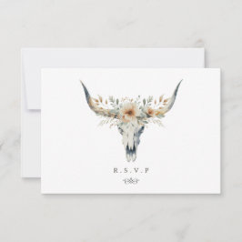 Western country longhornの結婚食事の選択RSVP 出欠カード