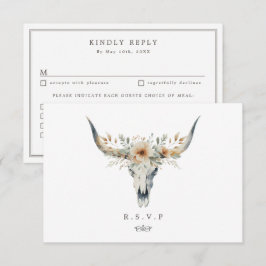 Western country longhornの結婚食事の選択RSVP 出欠カード
