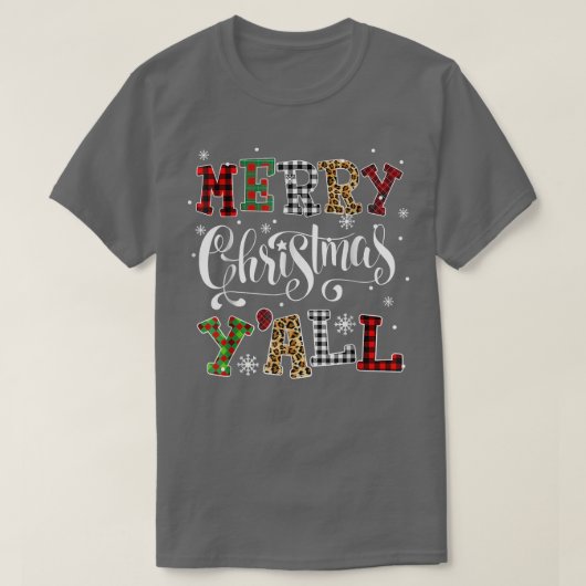 Western Country Merry Christmas Yall Leopard Buffa Tシャツ (デザイン正面)
