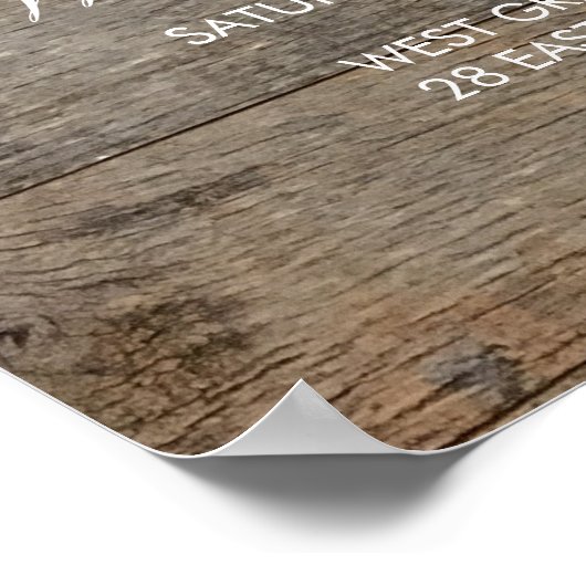 western country woodgrain barn wedding welcome ポスター (角)