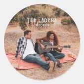 Western Couple Photo Wedding ラウンドシール (正面)