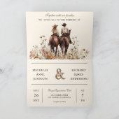 Western Couple Riding Horse All in One Wedding 招待状 (内部)