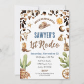 Western Cowboy “1st Rodeo” Birthday Invitation 招待状 (正面)