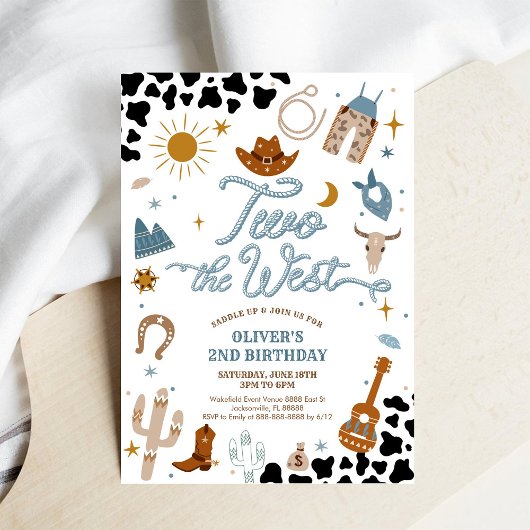 Western Cowboy 2nd Birthday Invitation 招待状