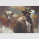 Western Cowboy and Longhorn Art Decoupage 薄葉紙 (正面)