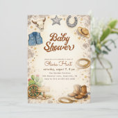 Western Cowboy Baby Shower 招待状 (スタンド正面)
