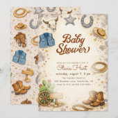 Western Cowboy Baby Shower 招待状 (正面/裏面)