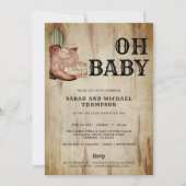 Western Cowboy Baby Shower Cactus Hat Boots 招待状 (正面)