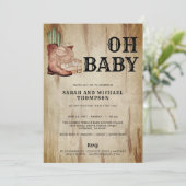 Western Cowboy Baby Shower Cactus Hat Boots 招待状 (スタンド正面)