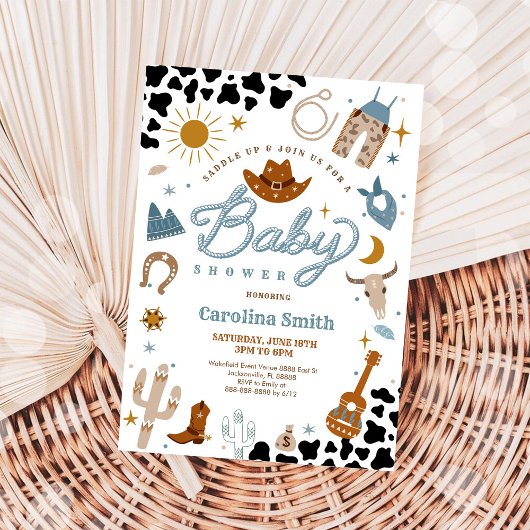Western Cowboy Baby Shower Invitation 招待状