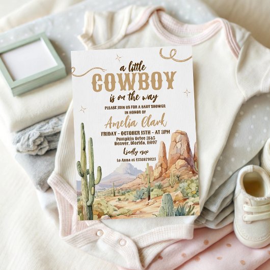 Western Cowboy Baby Shower Invite 招待状