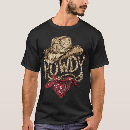 Western Cowboy Birthday Party Howdy Cowboy Tシャツ (正面)