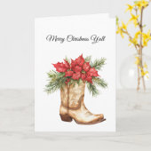 Western Cowboy Boot Christmas カード (黄色い花)