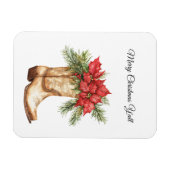 Western Cowboy Boot Christmas マグネット (横)