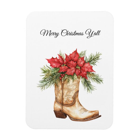 Western Cowboy Boot Christmas マグネット (縦)